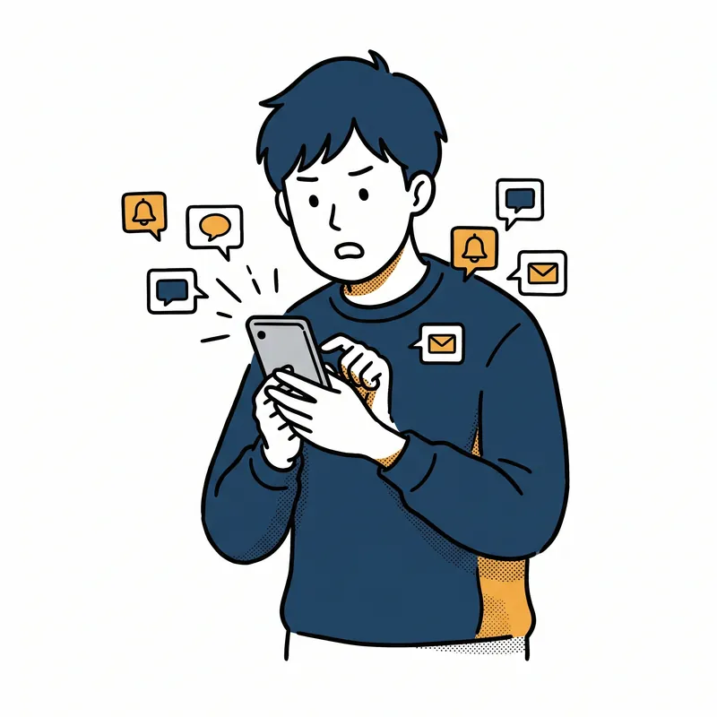 スマホで何社も応募している人のイラスト
